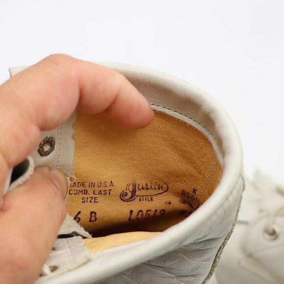 Justin Kiltie Roper Boots Women’s Size 6 B Pearl White Made in USA - Picture 3 of 11